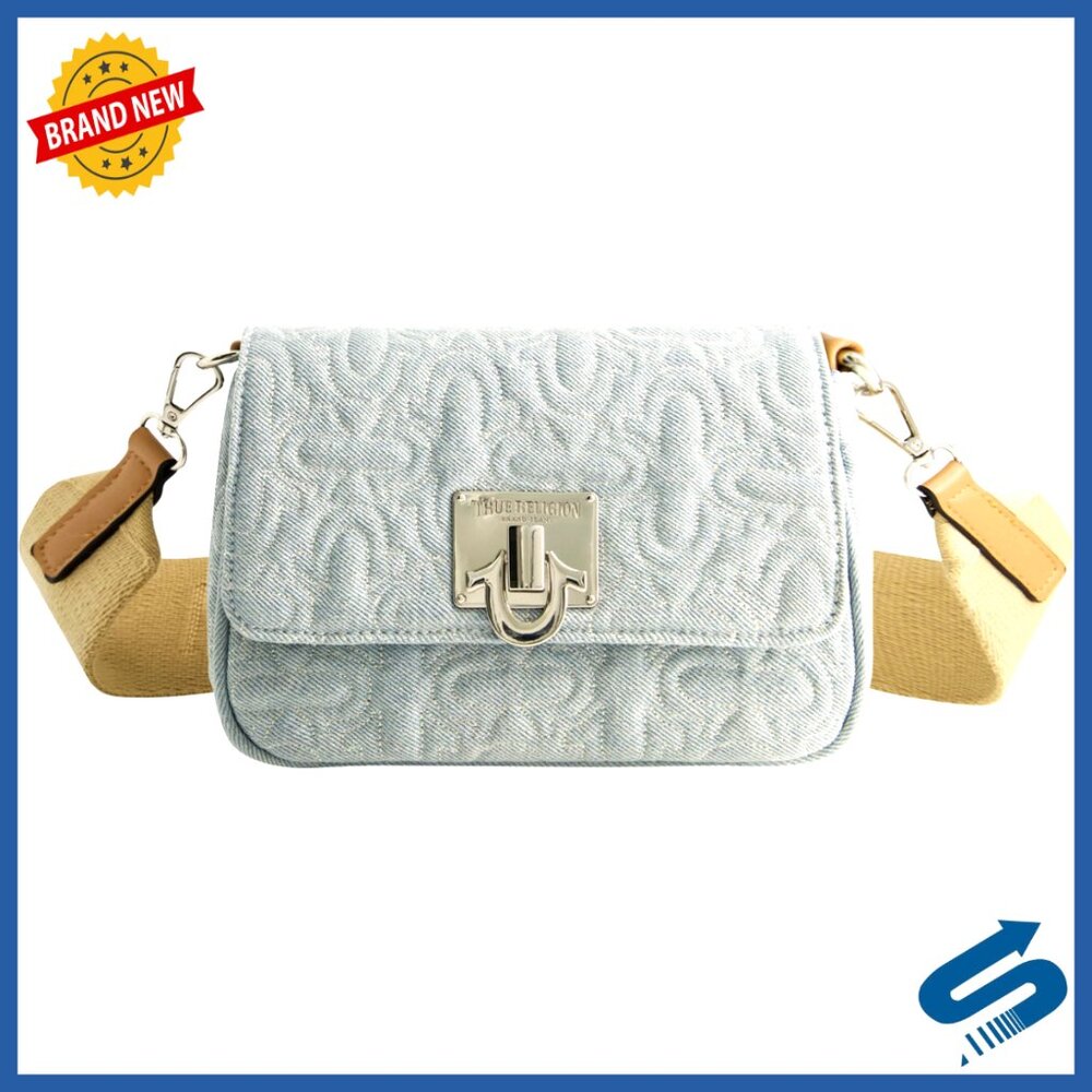 Quilted Denim Crossbody Bag with Adjustable Removable Strap